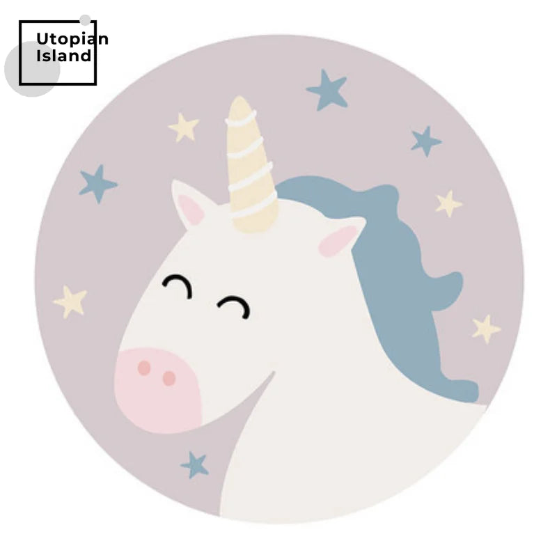 Baby Carpets Living Room Dining Unicorn Carpet Furry Mat for Children Fur Rug Soft Bedside Carpet round Rug Plush Bedroom Carpet