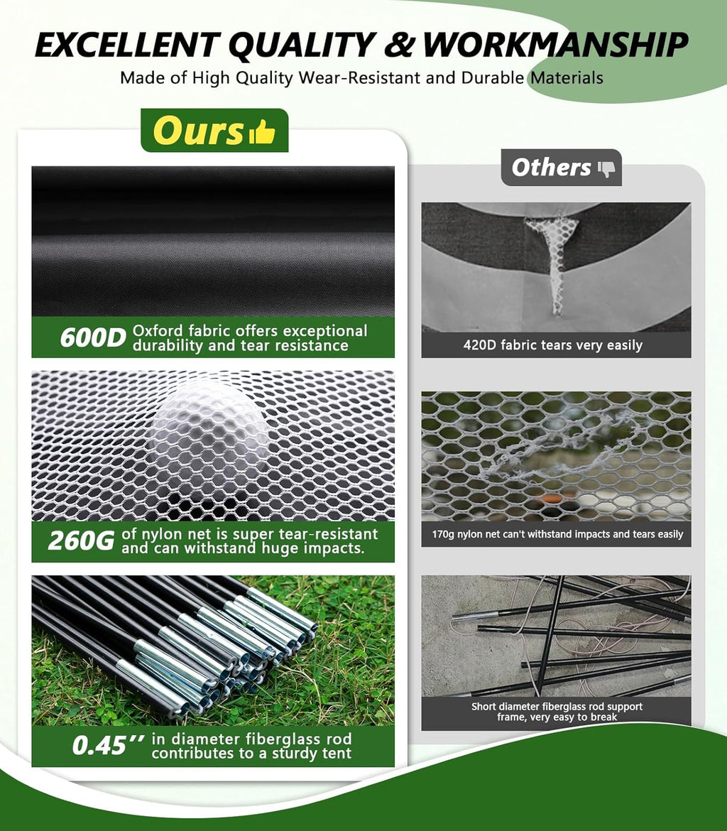Golf Net: 10 X 7Ft Golf Practice Net with Heavy Base Dual-Turf Golf Mat, All-In-One Mult-Target Golf Hitting Net, Golf Chipping Training Nets for Backyard Driving, Outdoor & Indoor Golf Training Aid