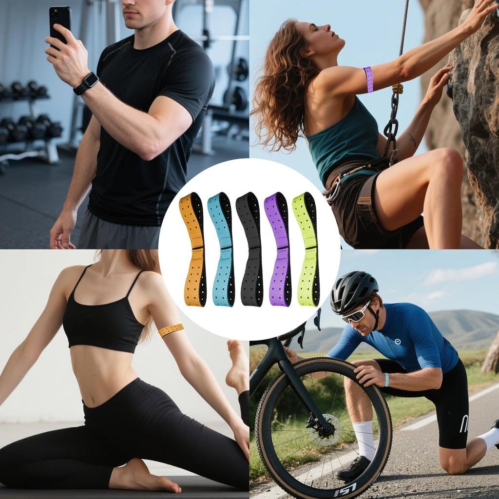 5 Pcs Replacement Armband Strap Heart Rate Monitor Band Soft Compatible with OTF, Orange Theory Fitness Adjustable Armband Strap (0.8 X 14.2 Inch)