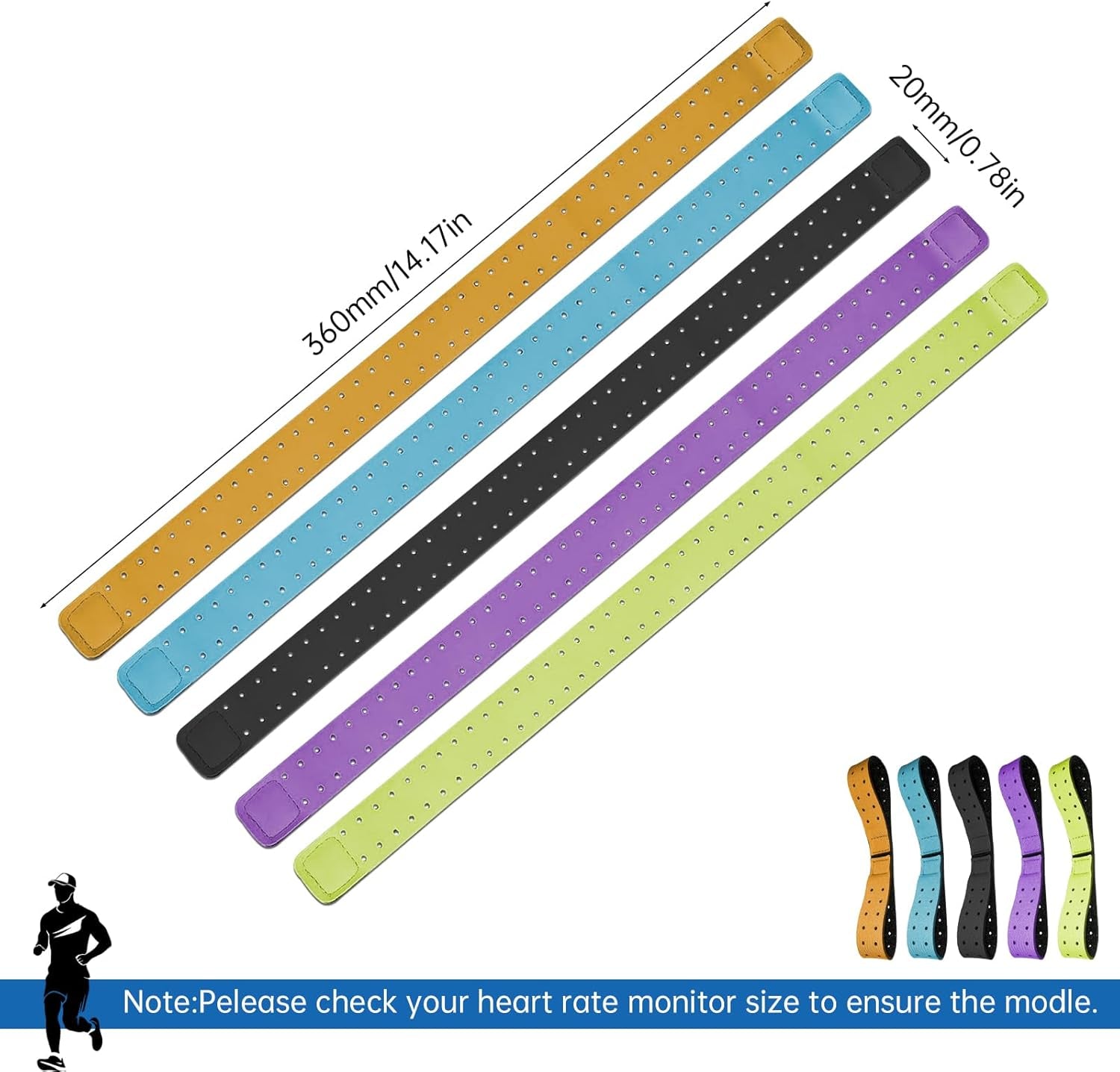 5 Pcs Replacement Armband Strap Heart Rate Monitor Band Soft Compatible with OTF, Orange Theory Fitness Adjustable Armband Strap (0.8 X 14.2 Inch)