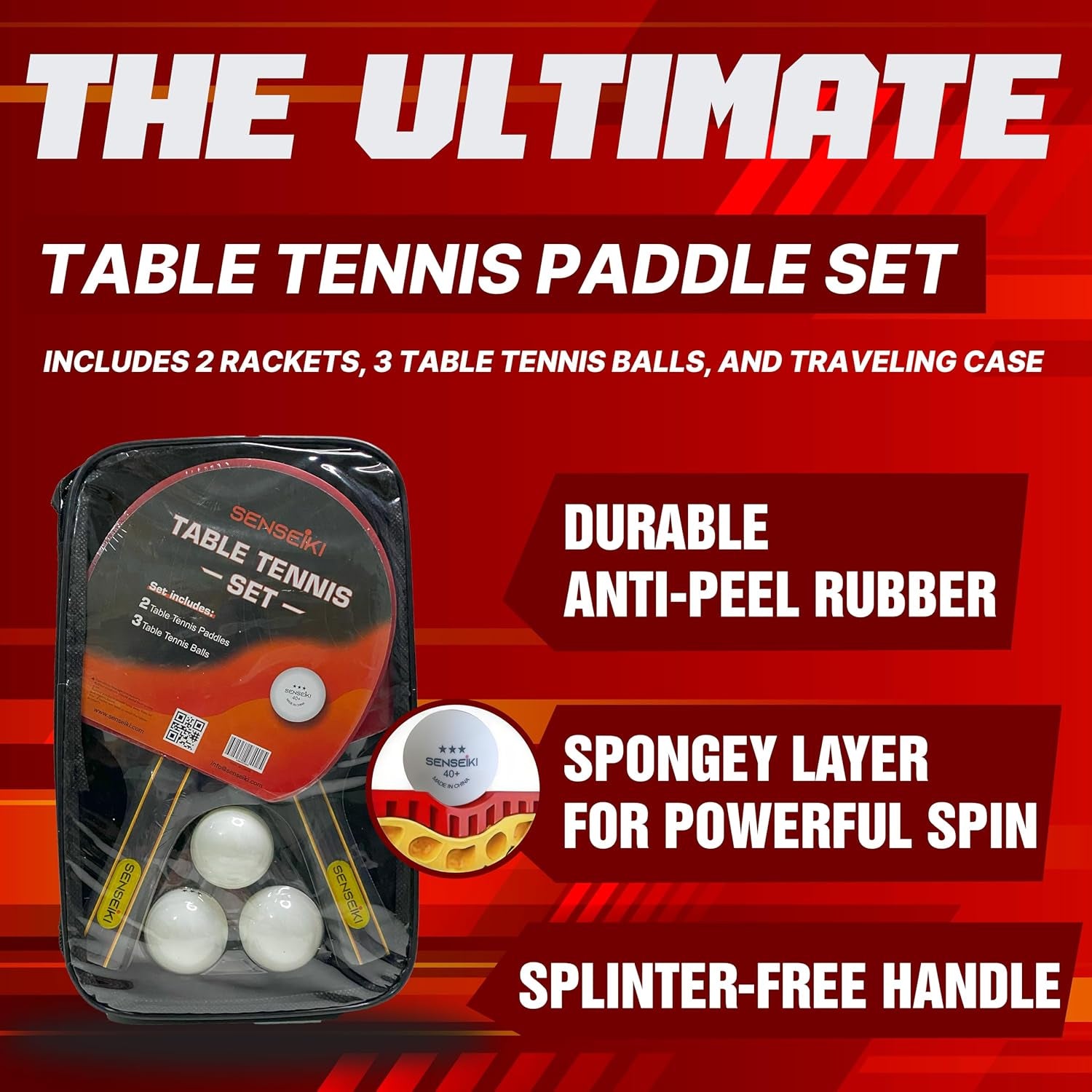 Ping Pong Paddles - High-Performance Set with Premium Table Tennis Rackets, 3-Star Ping Pong Balls, Compact Storage Case | Portable Set for Family Games, Gifts for Boys & Girls