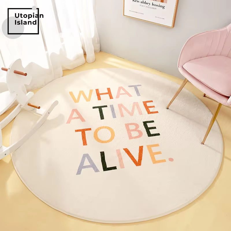 Rainbow round Carpet Modern Living Room Fluffy Rug Furry Mat for Children Baby Bedroom Carpet Home Carpets Room Kids Fur Rug Mat
