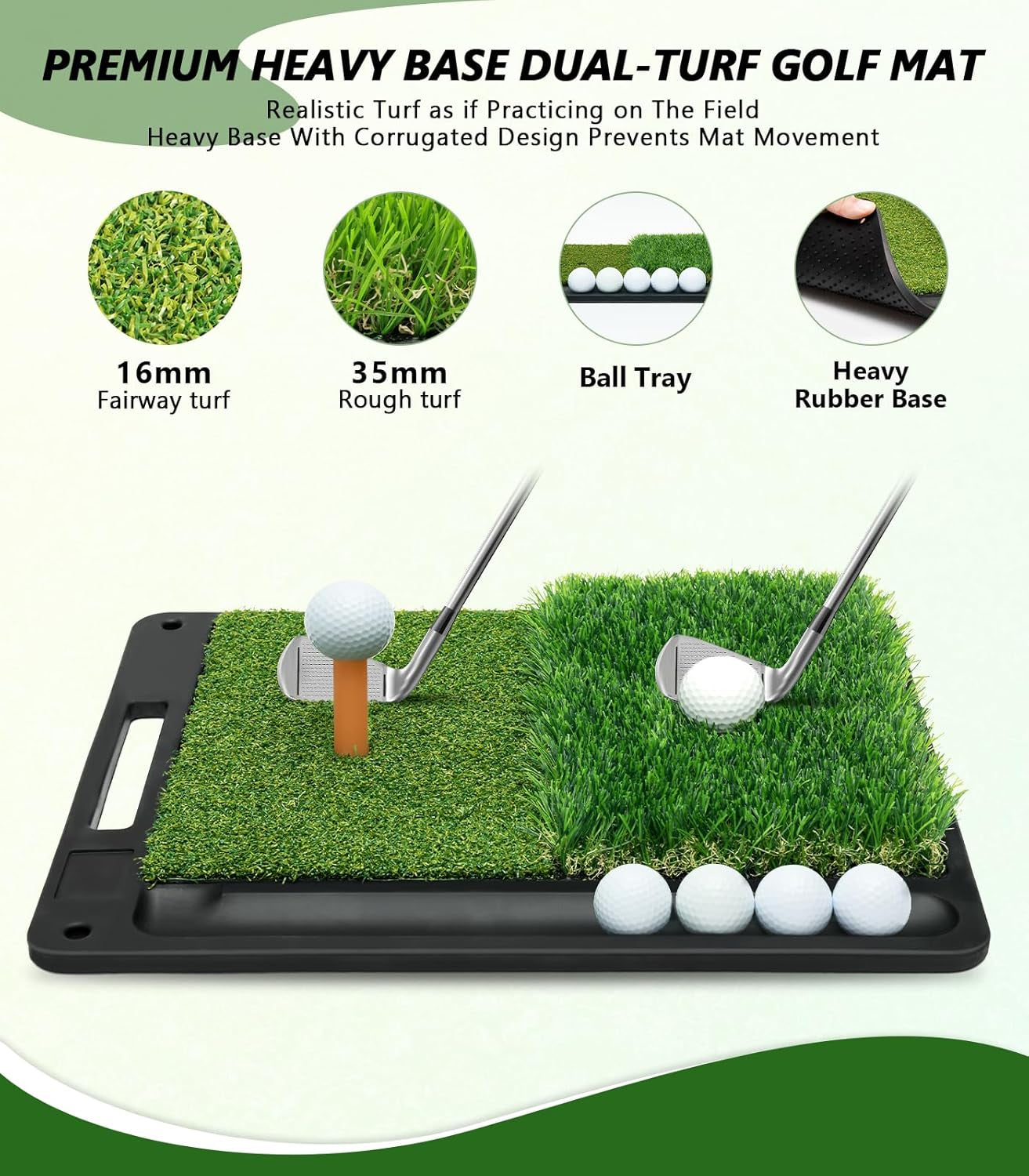 Golf Net: 10 X 7Ft Golf Practice Net with Heavy Base Dual-Turf Golf Mat, All-In-One Mult-Target Golf Hitting Net, Golf Chipping Training Nets for Backyard Driving, Outdoor & Indoor Golf Training Aid