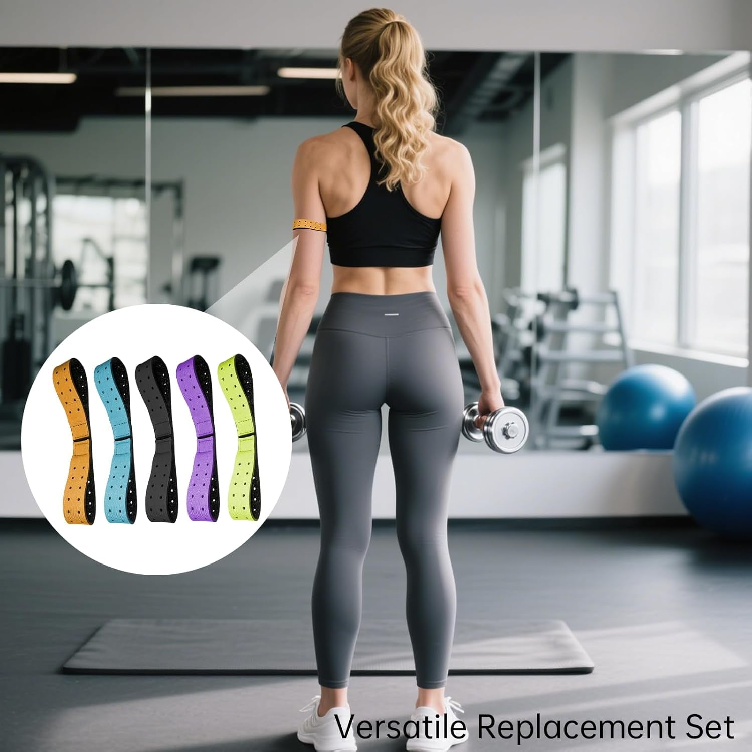 5 Pcs Replacement Armband Strap Heart Rate Monitor Band Soft Compatible with OTF, Orange Theory Fitness Adjustable Armband Strap (0.8 X 14.2 Inch)