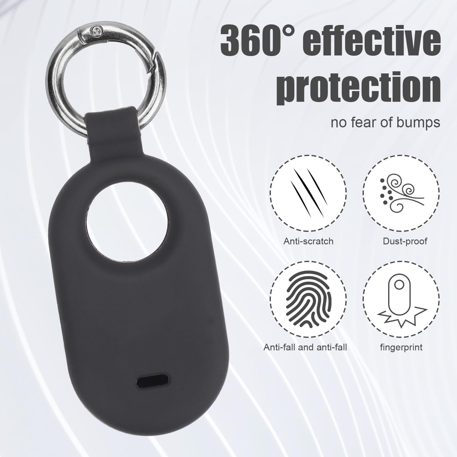 4Pcs Protective Case for Galaxy Smart Tag 2, Tracking Device Protective Silicone Skin Cover with Key Ring for Smart Tag 2 GPS Item Finders Accessories for Keys Wallet Luggage Kids Pets