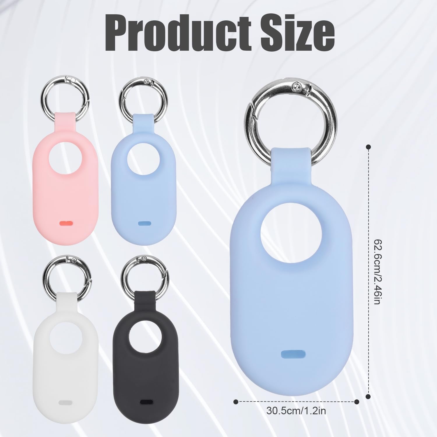 4Pcs Protective Case for Galaxy Smart Tag 2, Tracking Device Protective Silicone Skin Cover with Key Ring for Smart Tag 2 GPS Item Finders Accessories for Keys Wallet Luggage Kids Pets