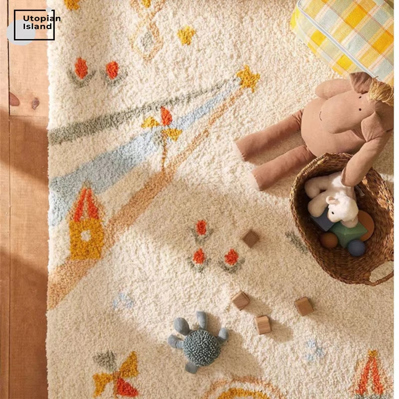 Furry Mat for Children Kids Plush Carpet Fluffy Rug Kawaii Room Decor Entrance Door Mat Rugs Baby Carpet for Living Room Modern