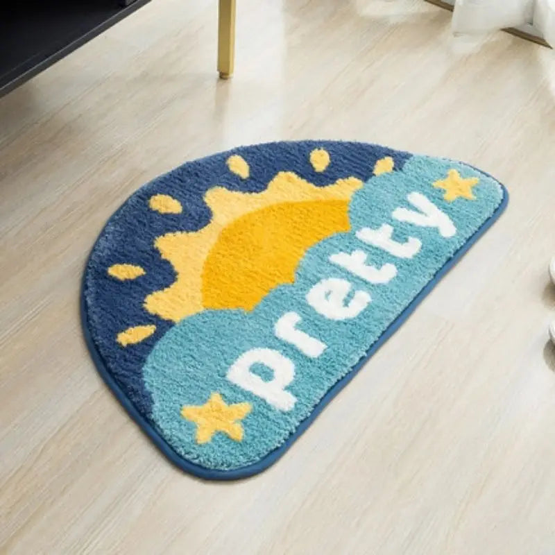 Kids Carpet for Living Room Modern Rainbow Fluffy Baby Carpet Semicircle Plush Rugs Entrance Door Furry Mat Bath Mat Children