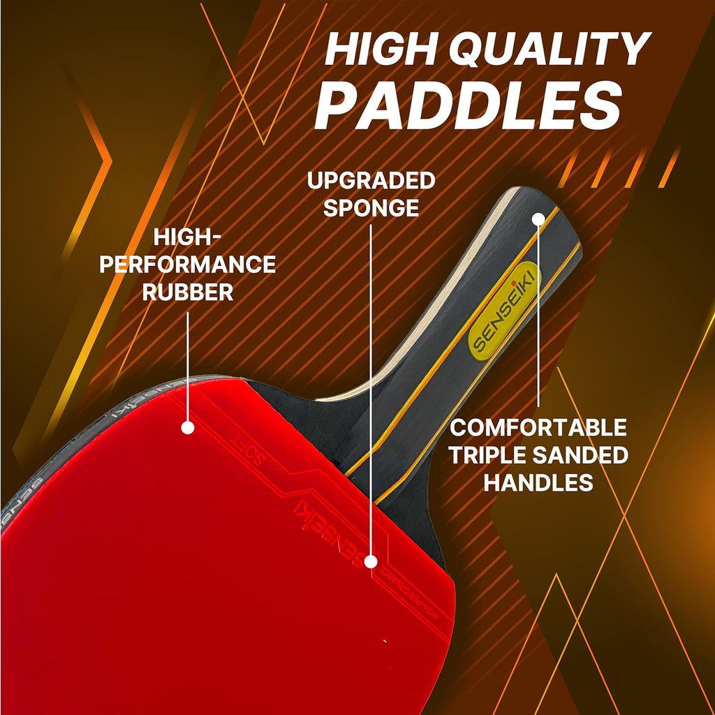 Ping Pong Paddles - High-Performance Set with Premium Table Tennis Rackets, 3-Star Ping Pong Balls, Compact Storage Case | Portable Set for Family Games, Gifts for Boys & Girls