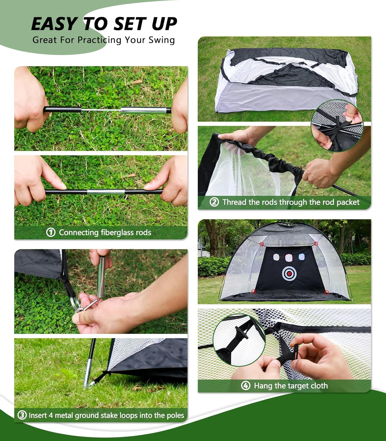 Golf Net: 10 X 7Ft Golf Practice Net with Heavy Base Dual-Turf Golf Mat, All-In-One Mult-Target Golf Hitting Net, Golf Chipping Training Nets for Backyard Driving, Outdoor & Indoor Golf Training Aid
