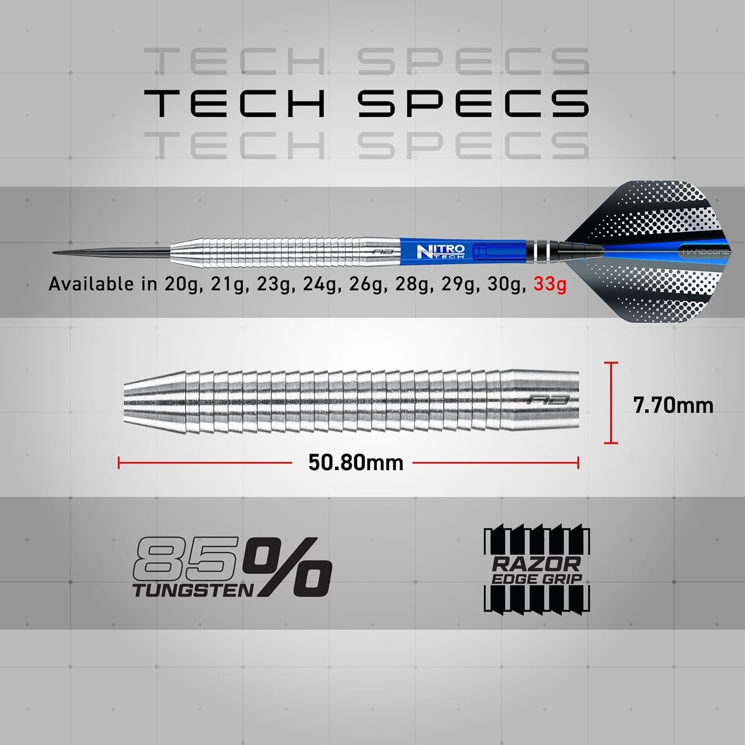 Razor Edge 1-85% Tungsten Steel Darts with Flights and Stems